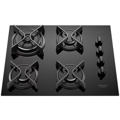 Cooktop a Gás 4 Bocas Dako Supreme com Queimador Tripla Chama Preto / Bivolt