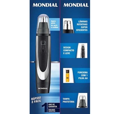 Aparador de Pelos Mondial Classic TR-01 Sem Fio - à Pilha Preto