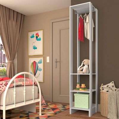 Armário Closet Slim Yes 3 Prateleiras e Cabideiro Nova Mobile Branco