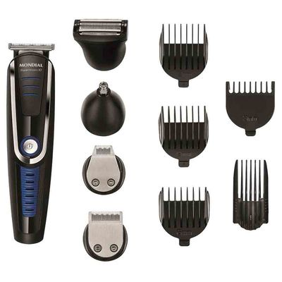 Aparador de Pelos Mondial Super Groom 10 em 1 BG-03 Sem Fio Preto/Azul / Bivolt