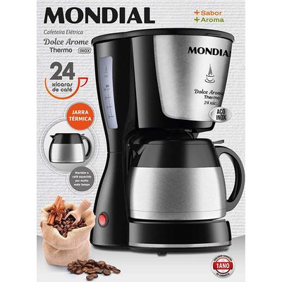 Cafeteira Elétrica Dolce Arome Thermo C33 JT 24 Xícaras Mondial Preto / 220V