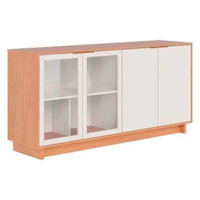 Buffet Vitória com 4 Portas e 4 Prateleiras Colibri Freijó com Off White