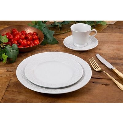 Aparelho de Jantar, Chá e Sobremesa 20 Peças Germer Tassel em Porcelana Branco