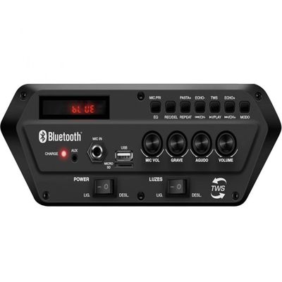 Caixa Amplificada Mondial CM-400 com Bluetooth, USB e Rádio FM - 400W Preto