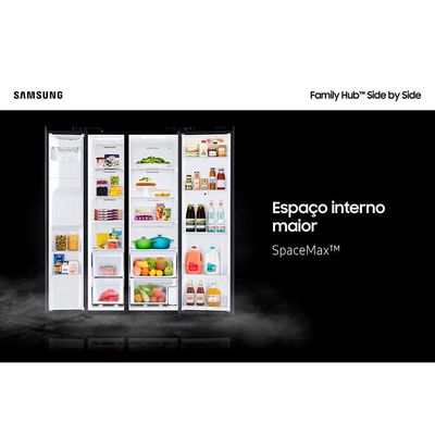 Geladeira Family Hub Side By Side RS58T5561B1 Digital Inverter Frost Free Bluetooth e Wi-Fi 585 Litros Samsung Preto / 110V