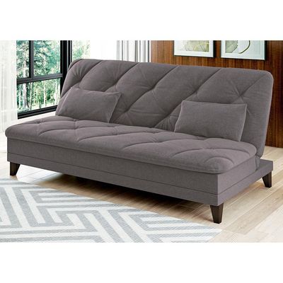 Sofá-Cama 3 Lugares Linoforte Jamile com Encosto Reclinável em Tecido Suede 188cm de largura Cinza