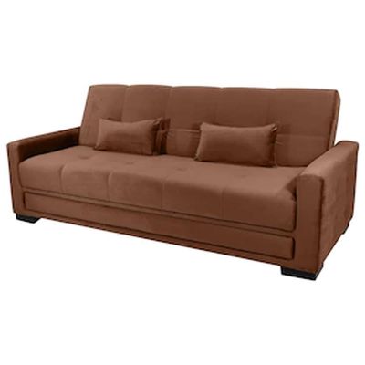 Sofá-Cama 3 Lugares Matrix Grazi com Revestimento em Tecido Veludo Cobre