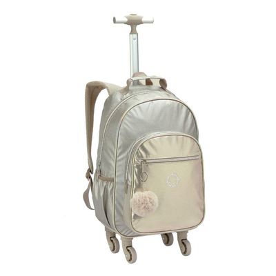 Kit Mochila De Rodinhas + Lancheira + Estojo Just Love Denlex Dourado