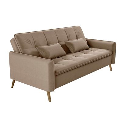Sofá-cama Donna em Veludo com Pés Palito Matrix Capuccino