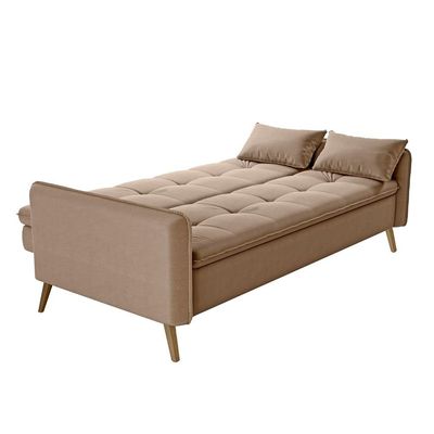 Sofá-cama Donna em Veludo com Pés Palito Matrix Capuccino