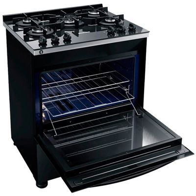 Fogão 5 Bocas BFS5VCE Mesa De Vidro e Turbo Chama Brastemp Preto / Bivolt
