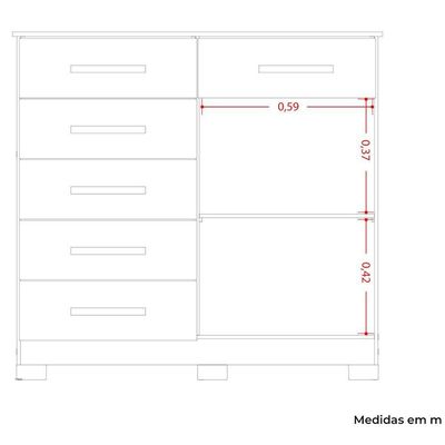 Cômoda Sapateira Mandarim 6 Gavetas 2 Portas Mdp Branco