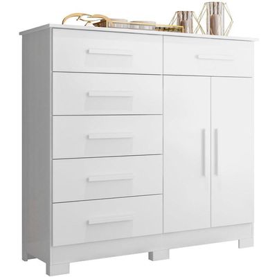 Cômoda Sapateira Mandarim 6 Gavetas 2 Portas Mdp Branco