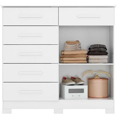 Cômoda Sapateira Mandarim 6 Gavetas 2 Portas Mdp Branco