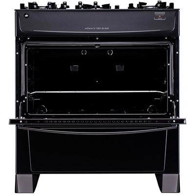 Fogão 5 Bocas Mônaco Top Glass Mesa de Vidro Temperado Atlas Preto / Bivolt