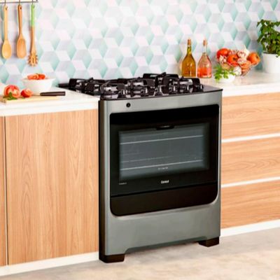 Fogão 5 Bocas CFS5VAR Trempe de Ferro Fundido e Mesa de Vidro Consul Inox / Bivolt