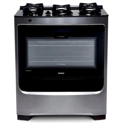Fogão 5 Bocas CFS5VAR Trempe de Ferro Fundido e Mesa de Vidro Consul Inox / Bivolt