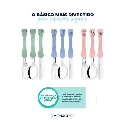 Prato Tigela Bowl Talheres Refeiçao Infantil Mickey Azul 5un