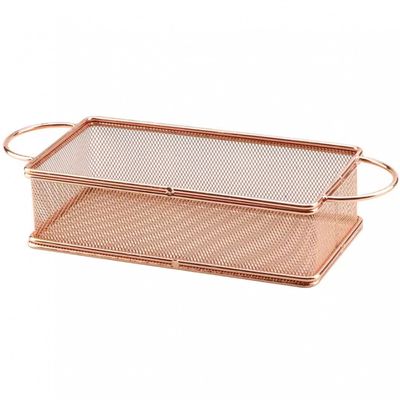 Cesta Retangular Dynasty Fry em Aço Inox Rosê