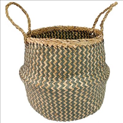 Cesta Redonda Mundi em Fibra com Alças 22 cm L Hermitage Cinza