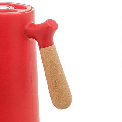 Garrafa Térmica Wolff com Cabo Madeira Nórdica 1L Vermelho