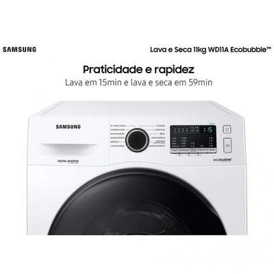 Lava e Seca Samsung WD11A 3 em 1 com Ecobubble e Lavagem a Seco 11kg Branco / 220V