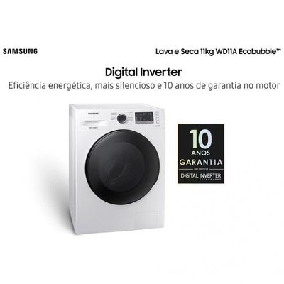 Lava e Seca Samsung WD11A 3 em 1 com Ecobubble e Lavagem a Seco 11kg Branco / 220V