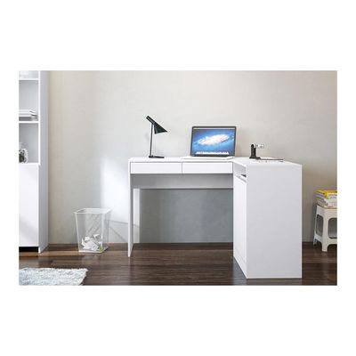 Mesa de Canto para Computador Politorno Portugal com 2 Gavetas e 2 Portas Branco