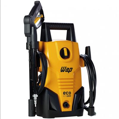 Lavadora de Alta Pressão Wap Eco Fit 2200 1500PSI Econômica com Jato de Água Leque e Concentrado e Sistema Stop Total 1400W Preto com Amarelo / 220V