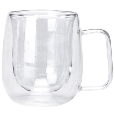 Conjunto com 2 Canecas para Café Dynasty Coffee Time em Vidro Borossilicato Parede Dupla  220 ml Transparente