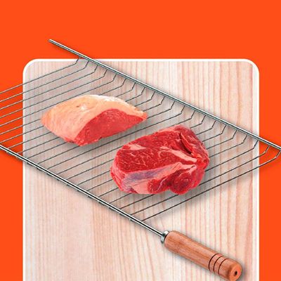 Grelha Simples para Carne Utimil Grande em Aço Cromado Cromado