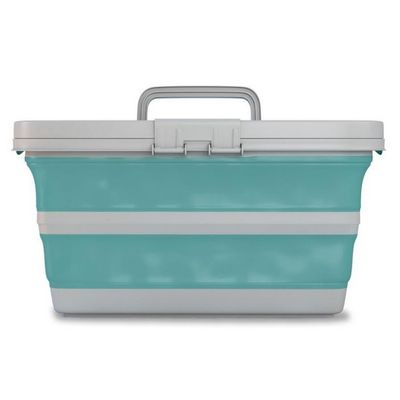 Caixa Organizadora Retrátil em Polipropileno FlashLimp - 7 Litros Azul com Cinza