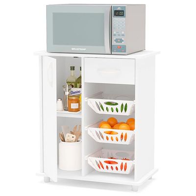 Fruteira Facility com 1 Gaveta 1 Porta e 3 Cestas Politorno Branco