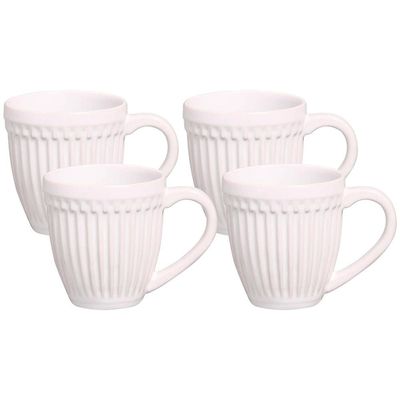 Canecas Roma em Faiança 343ML 4 Peças Porto Brasil Branco
