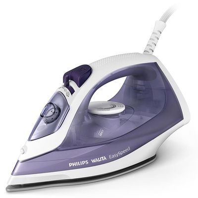 Ferro de Passar a Vapor Philips Walita EasySpeed GC1752 com Spray e Base de Cerâmica Branco com Roxo / 220V