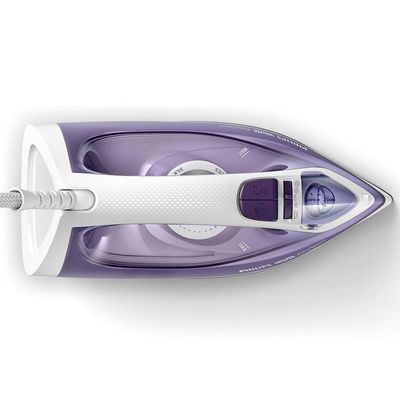 Ferro de Passar a Vapor Philips Walita EasySpeed GC1752 com Spray e Base de Cerâmica Branco com Roxo / 110V