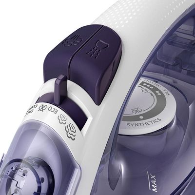 Ferro de Passar a Vapor Philips Walita EasySpeed GC1752 com Spray e Base de Cerâmica Branco com Roxo / 110V