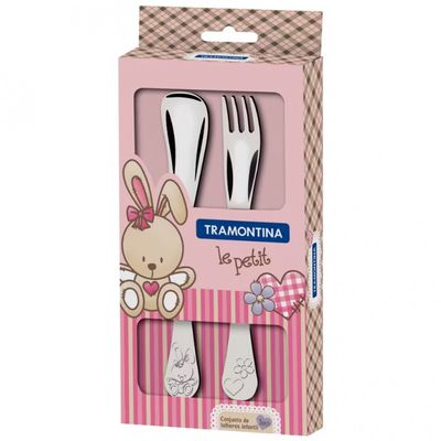 Conjunto Talheres Infantil Tramontina Le Petit Menina Inox 2 Peças Inox