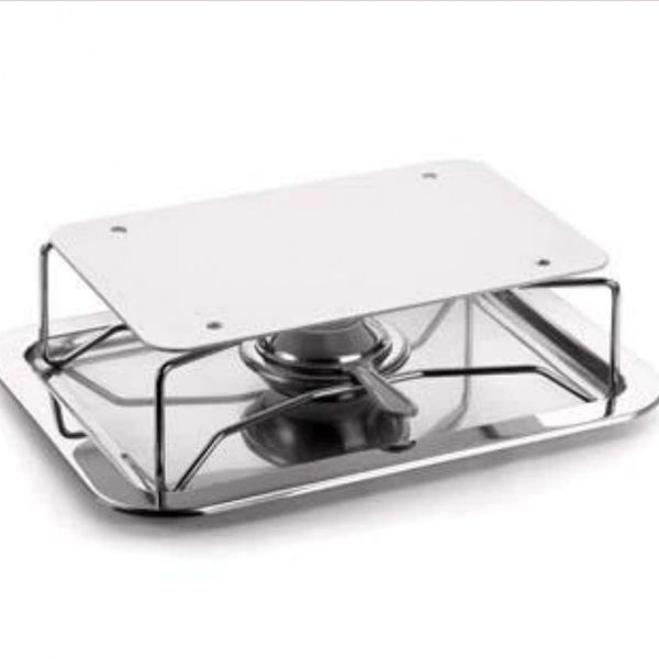 Rechaud Retangular Forma 2031/40 com Difusor de Calor - 4 Peças Branco com Inox