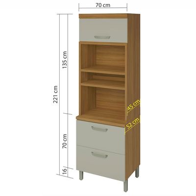 Paneleiro Nesher Princesa 2 Portas 1 Gaveta 70cm Freijó com Off White