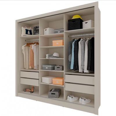 Guarda-Roupa Casal Bartira Village com 3 Portas 4 Gavetas e 243,1cm Areia
