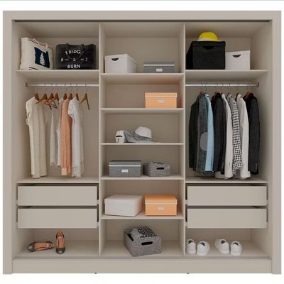 Guarda-Roupa Casal Bartira Village com 3 Portas 4 Gavetas e 243,1cm Areia