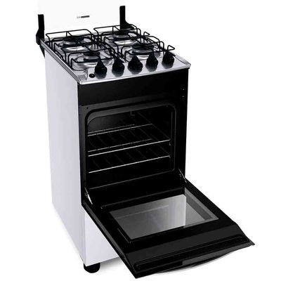 Fogão 4 Bocas Clean Mesa de Inox 2 Prateleiras Ajustáveis Automático Brastemp Branco / Bivolt