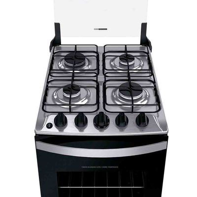 Fogão 4 Bocas Clean Mesa de Inox 2 Prateleiras Ajustáveis Automático Brastemp Branco / Bivolt