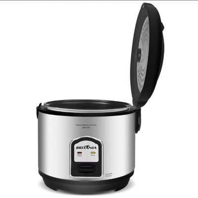 Panela Elétrica de Arroz BPA10PI 10 Xícaras Britânia Inox com Preto / 220V