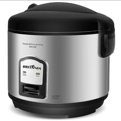 Panela Elétrica de Arroz BPA10PI 10 Xícaras Britânia Inox com Preto / 220V