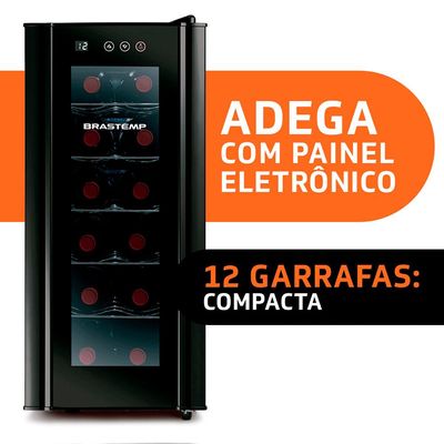 Adega de Vinhos BZC12BE com Iluminação LED com Painel Eletrônico para 12 Garrafas Brastemp Preto / 220V