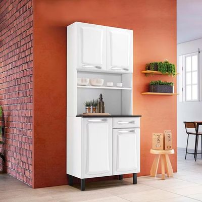 Cozinha Compacta Itatiaia Pratika 4 Portas 1 Gaveta e 5 Prateleiras 80cm Branco