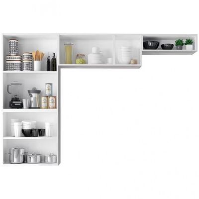 Cozinha Compacta Itatiaia Rose 7 Portas 6 Prateleiras 245cm Branco com Preto