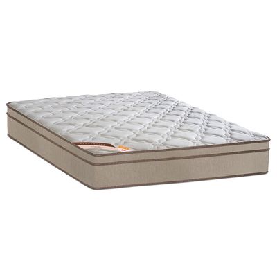 Colchão Casal Sleep Revolution com Molas Bonnel e Euro Pillow 27x138x188 cm Castor Branco com Bege